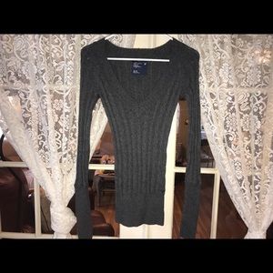 American Eagle gray V-neck sweater (XS)
